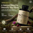 USDA Organic Milk Thistle Supplement Capsules - Liver Detox, 120 Count