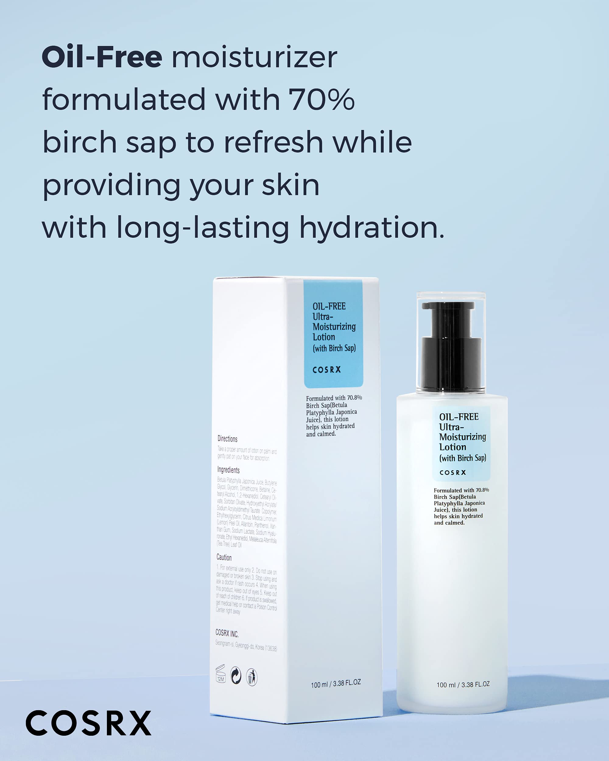 Buy now COSRX Oil Free Lotion with Birch Sap, Daily Acne Facial Moisturizer, Hydrating Moisturizer for All Skin Types, Korean Skin Care, 3.38 fl.oz / 100ml at indiglob india