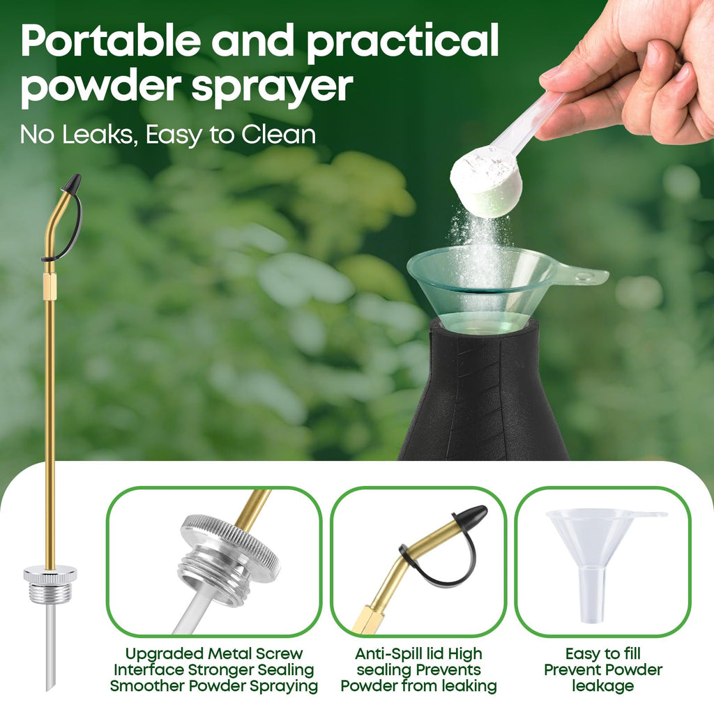 Powder Duster,Diatomaceous Earth Applicator, Large Bulb Duster with Long Metal Tube,Puffer Sprayer for Multi Purpose Indoor and Outdoor,for Organic Gardening Agricultural Supplies(1Pack)