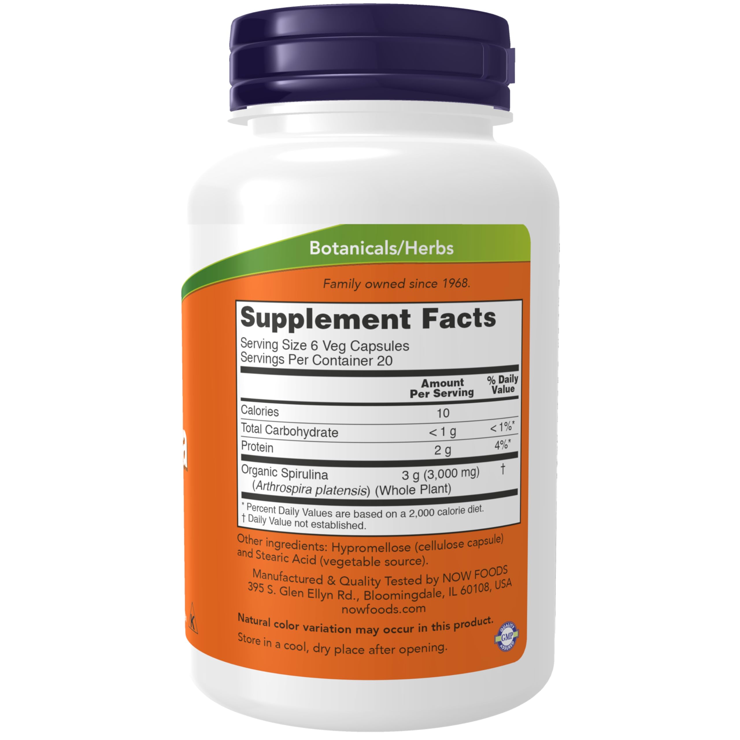 Buy now NOW Foods Supplements, Natural Spirulina 500 mg with Beta-Carotene (Vitamin A) and Vitamin B-12, and naturally occurring Protein and GLA (Gamma Linolenic Acid), 120 Veg Capsules at indiglob india
