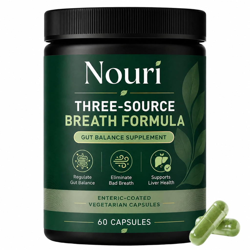 Three Source Breath Formula, Gut Balance Supplement with Digestive Enzymes & Plant Extracts, Support Fresh Breath, Gut Balance ＆ Liver Health