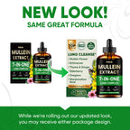 Mullein Drops for Lungs, Lung Detox for Smokers,Alcohol Free - 120 Servings | Mullein Leaf Extract with Echinacea,Elderberry,Marshmallow Root for Respiratory,Immune & Lymphatic Drainage - Sugar Free