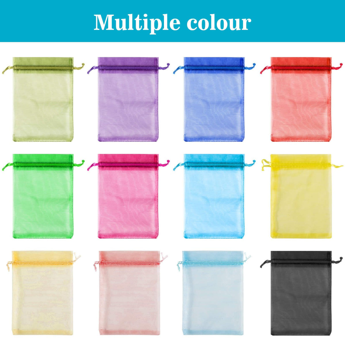 Sukh 120PCS Organza Bags 4"x6" - Multicolor Small Drawstring Mesh Gift Bags