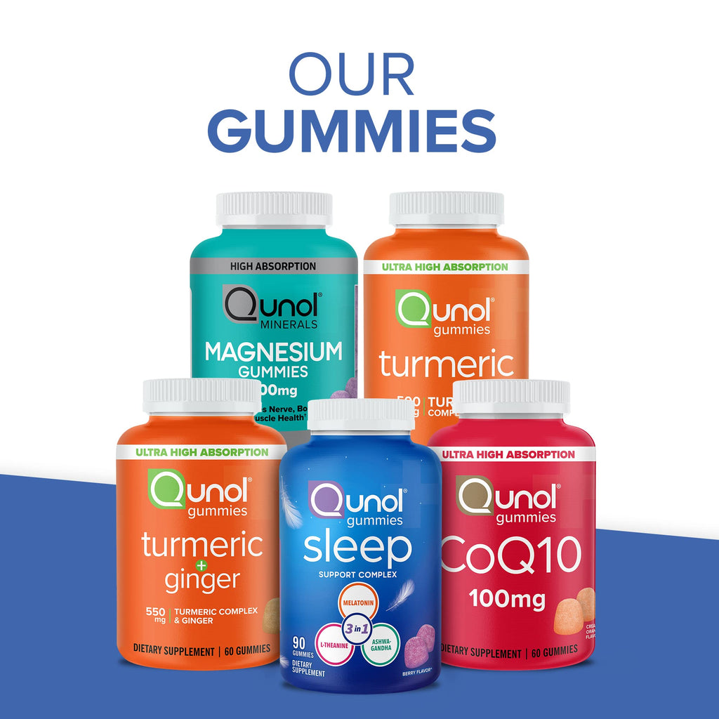 Qunol Turmeric 500mg Gummy, Ultra High Absorption Turmeric Curcumin, 90 ct | Delicious Vegan & Gluten Free Supplement that Supports Joint Health and Healthy Inflammation Response, Rich Tangerine Flavor