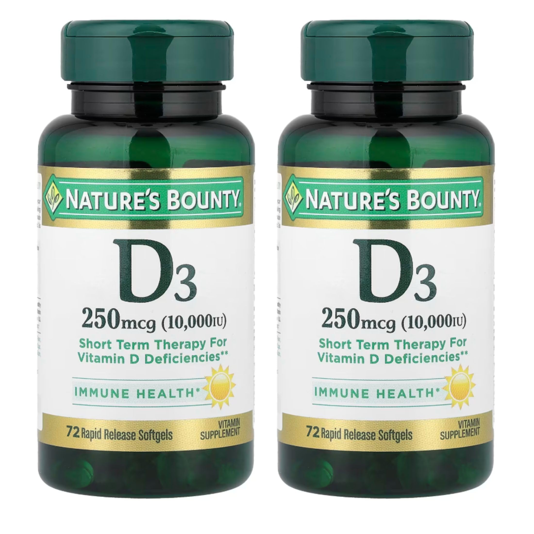 Nature's Bounty Vitamin D for Immune Support, 72 Softgels | Vitamin D Provides Immune Support and Promotes Healthy Bones, 10000IU
