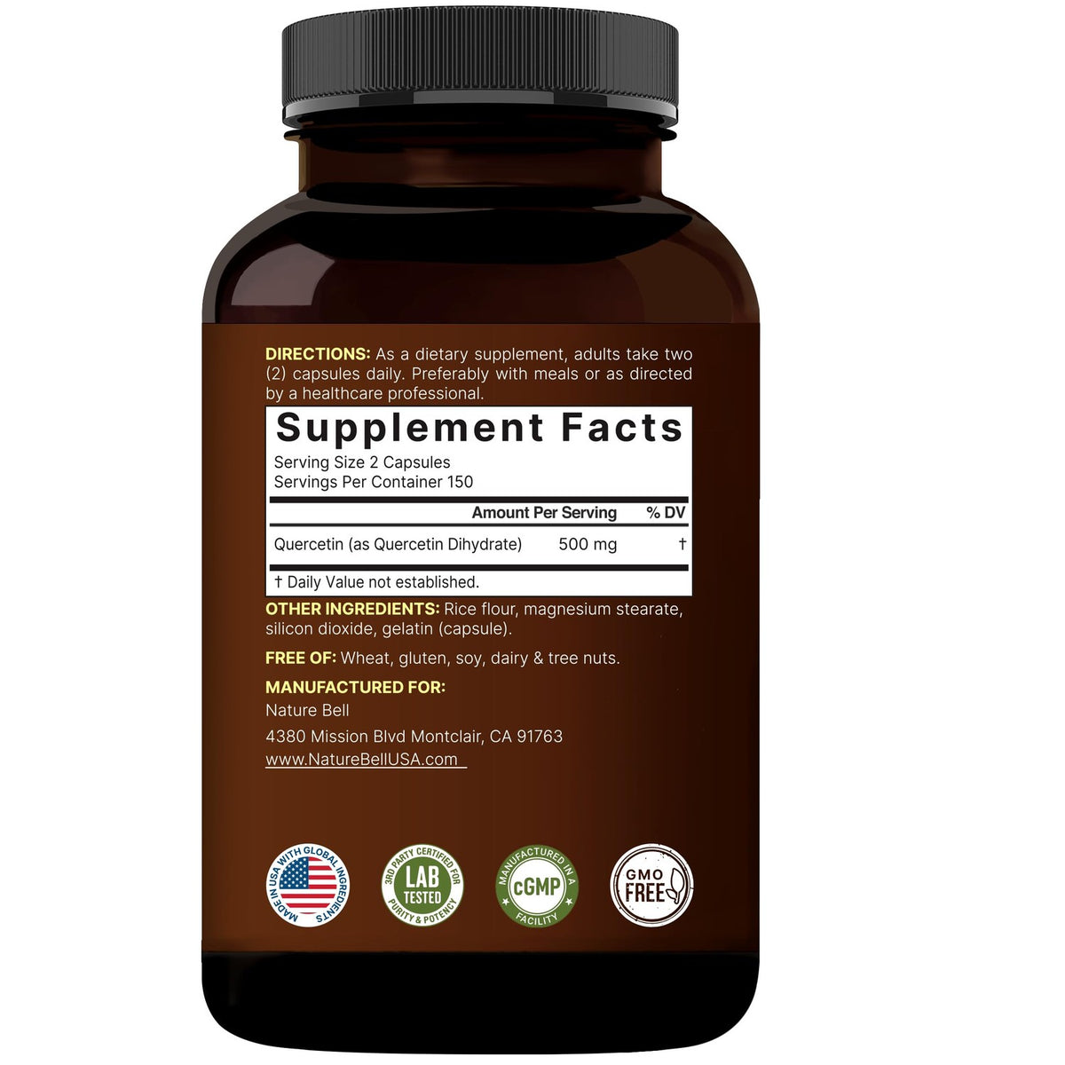 NatureBell Quercetin 500mg, 300 Capsules