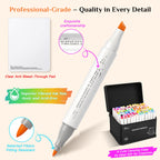 Professional Alcohol Markers, 108 Colors Fine & Chisel Sketch Pens