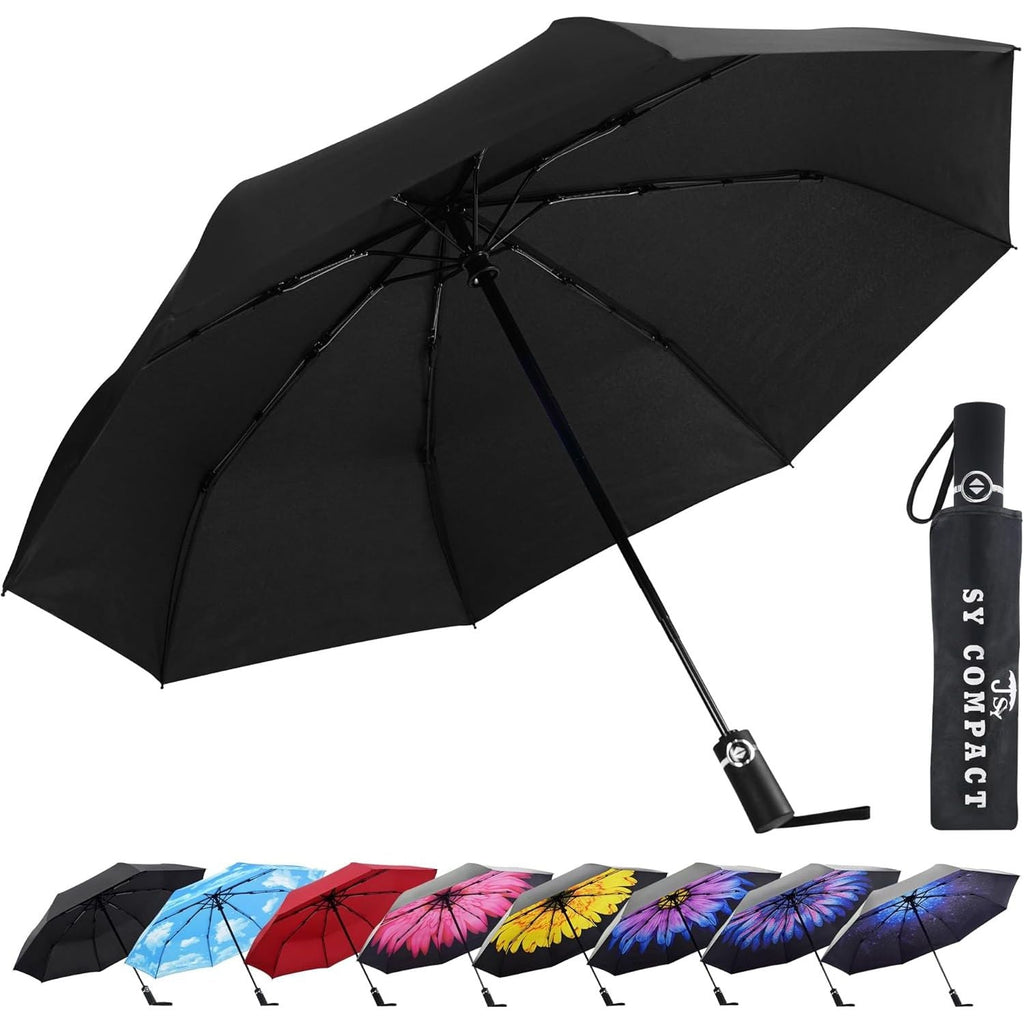 Buy now SY COMPACT Travel Umbrella Windproof Factory outlet Compact Automatic Umbrellas for Rain Compact Small UV Sun Protection Umbrella Durable Waterproof Lightweight-Fits Backpack Car Purse at indiglob india