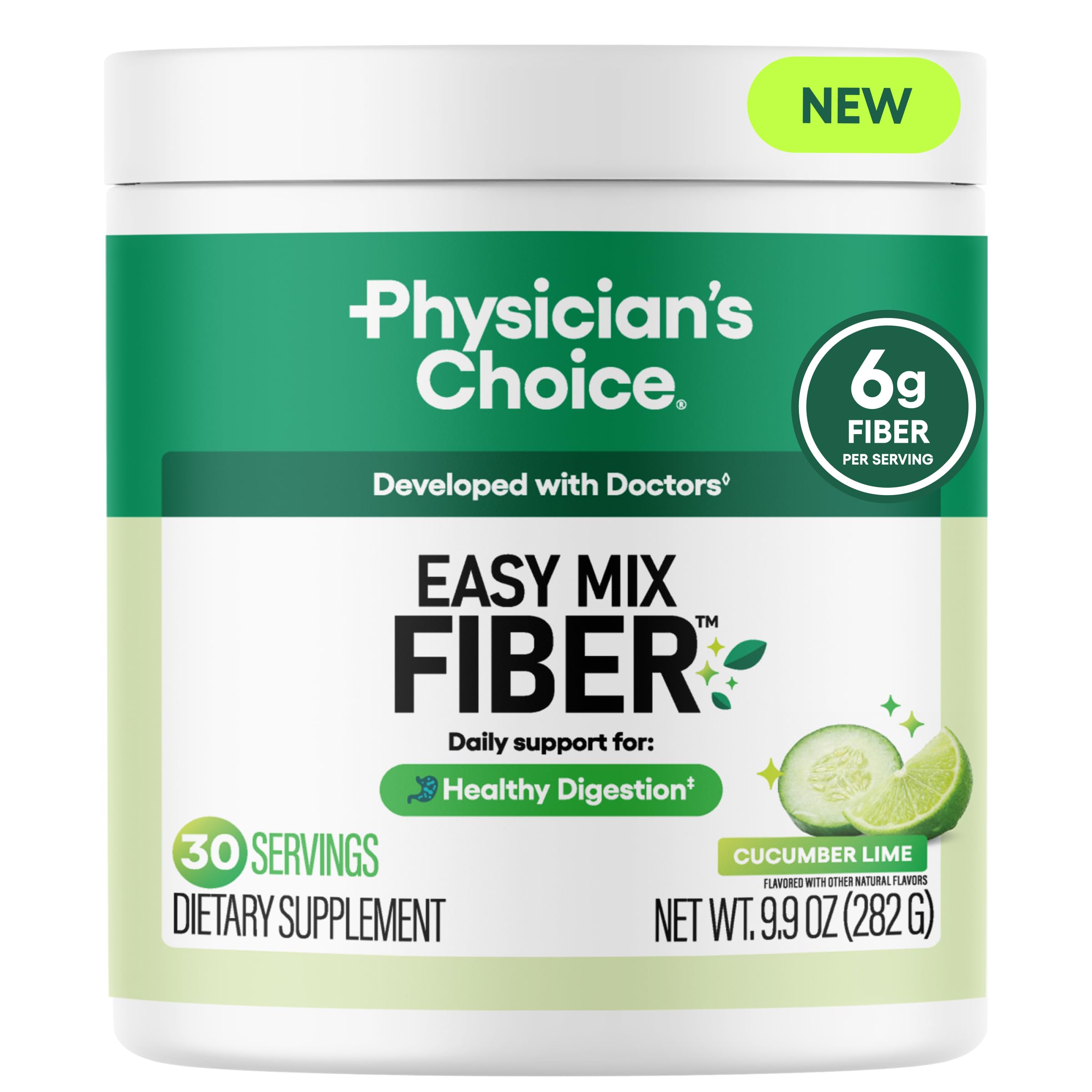 Physician's CHOICE Easy Mix Fiber for GLP-1 Support - No Grit & Sugar Free - Daily Prebiotic Soluble Fiber Powder Supplement - Digestive Health & Regularity - for Women and Men - Unflavored - 7.1oz