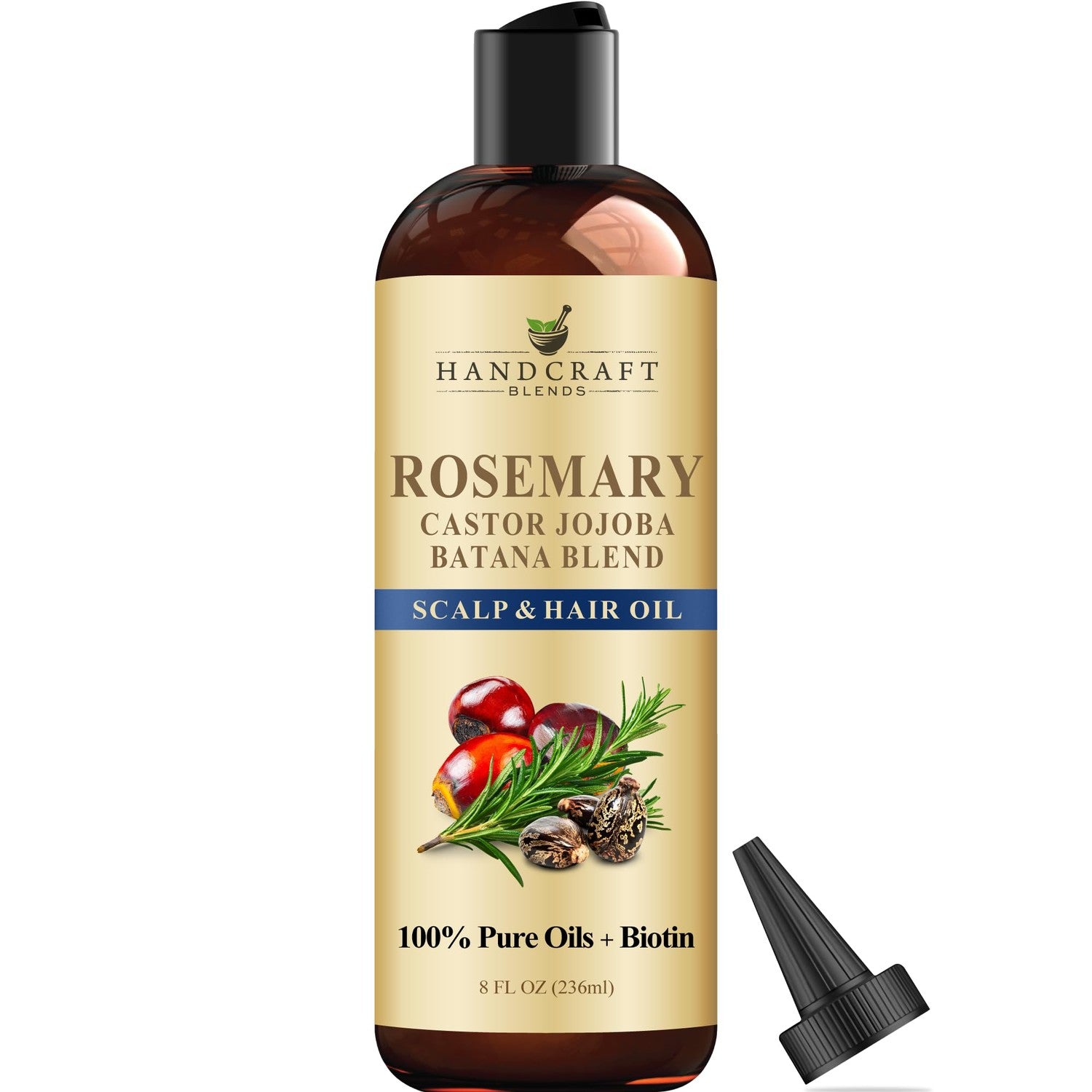 Buy now Handcraft Blends Castor Oil with Rosemary Oil 8 Fl Oz | 100% Pure and Natural | Premium Grade Carrier Oil | Hair, Eyelashes and Eyebrows | Hair and Body at indiglob india
