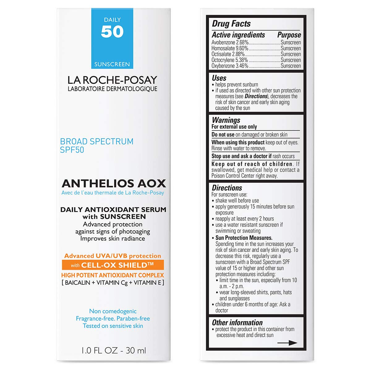 Buy now La Roche-Posay Anthelios AOX Daily Antioxidant Serum with SPF, Face Moisturizer with Sunscreen and Vitamin C & E, Oil Free Face Sunscreen for Sensitive Skin, Moisturizing Sun Protection at indiglob india