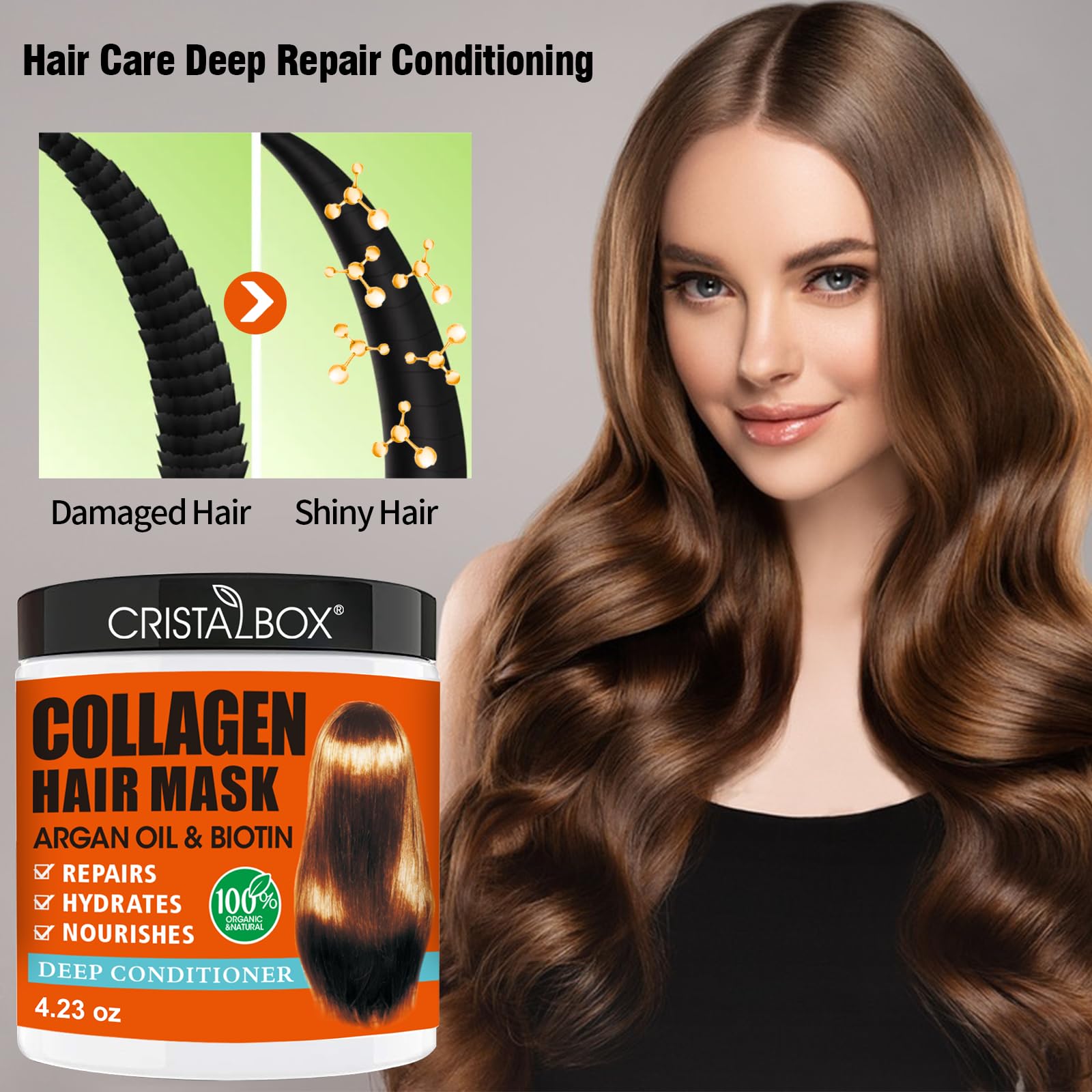 2 Pack Collagen Hair Mask & Keratin Hair Mask,Keratin Hair Treatment,Repair Treatment Deep Conditioning Hair Treatment Mask for Damaged Hair,Hydrating Conditioner with Argan Oil for Dry Hair