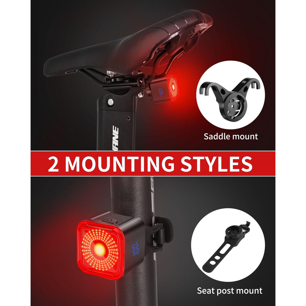 DARKBEAM Bike Tail Light with LED Display Screen, USB-C Rechargeable