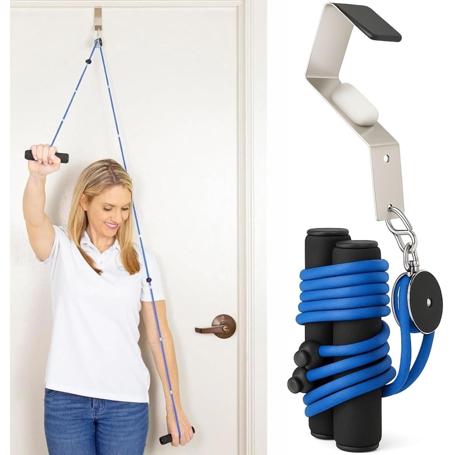 Buy now Vive Shoulder Pulley for Physical Therapy - Rotator Cuff Pain Pulley System - Over Door Rehab Exerciser - With Durable Metal Pulley & Comfortable Padded Handles at indiglob india