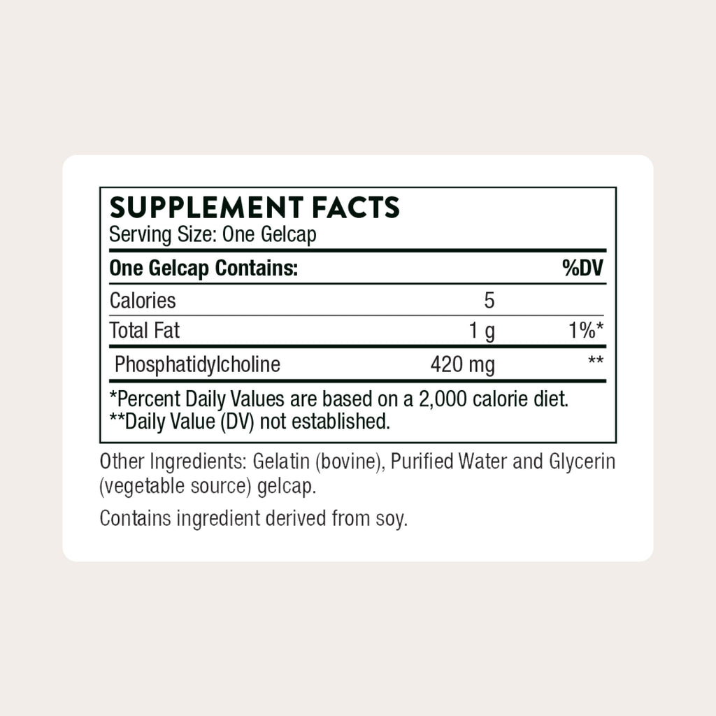 THORNE Phosphatidyl Choline, 420 mg Phosphatidylcholine, 60 Softgels | Supports Liver Health, Cholesterol Metabolism & Healthy Bile*, Gluten & Dairy-Free, NSF Contents Certified