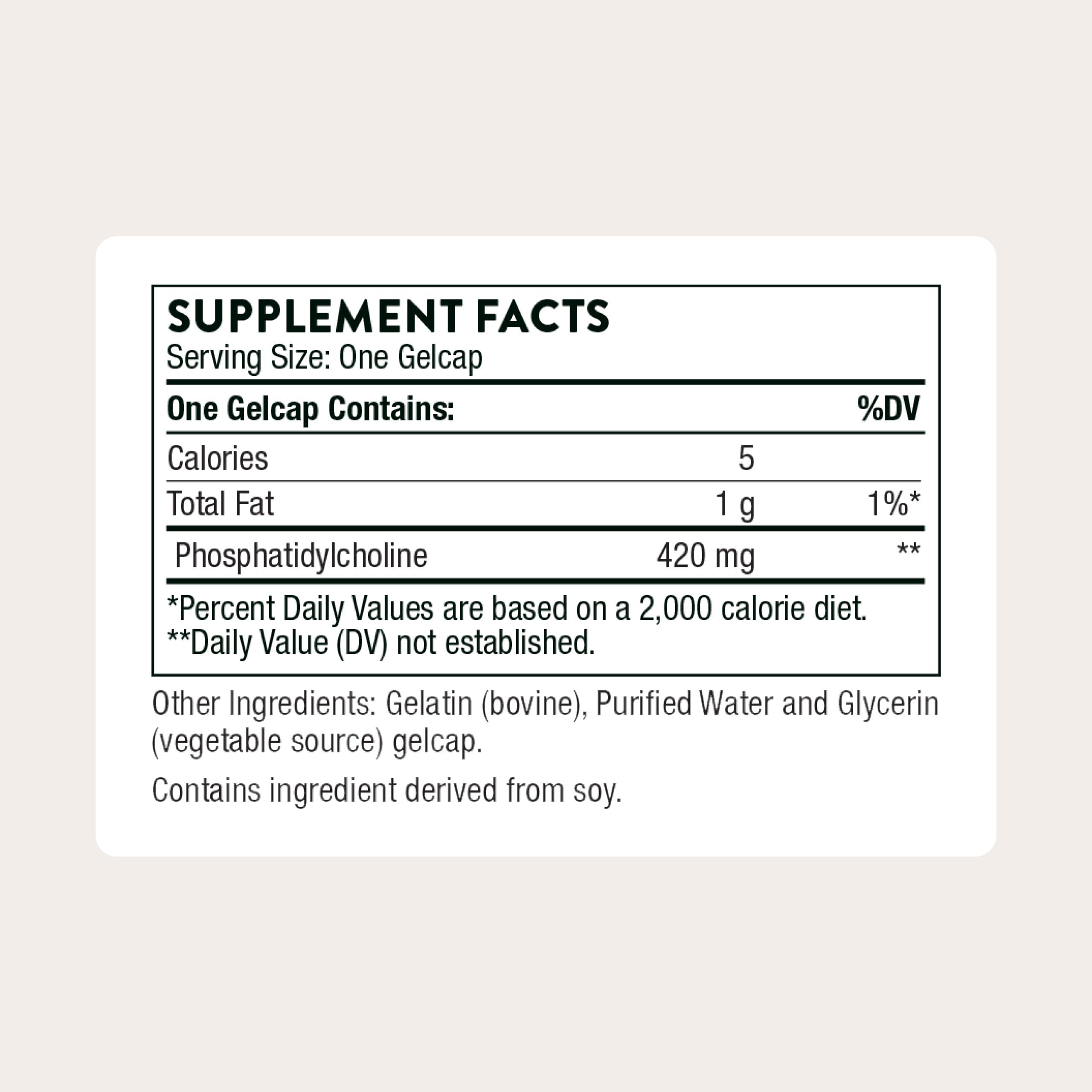 THORNE Phosphatidyl Choline, 420 mg Phosphatidylcholine, 60 Softgels | Supports Liver Health, Cholesterol Metabolism & Healthy Bile*, Gluten & Dairy-Free, NSF Contents Certified