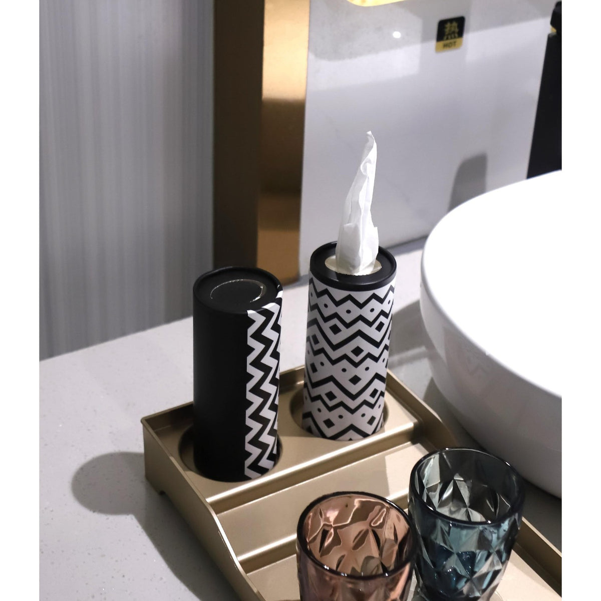 Small Car Tissues Holder with Facial Tissues - 4PK - Tisses for Car Travel Tissue Tubes Box Container Cylinder for Vehicle Cup Holder
