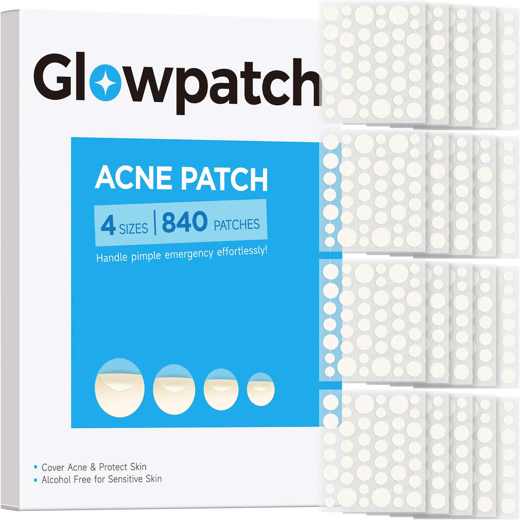7 Sizes 831 Counts Pimple Patches Variety Pack for Face, Back | Hydrocolloid, Large Blemish Patches for Body, Chin, Chest, Cheek, Shoulder, Neck, Forehead (Dot, Moon, Rectangular, Square)