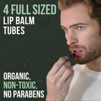 RUGGED & DAPPER Lip Balm for Men - Certified Organic + Natural Ingredients - 4 Pack - Hydrating Mens Chapstick -