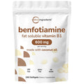 Vitamin B1 Benfotiamine 600mg Per Serving, 240 Coconut Oil Softgels | Bioavailable B Vitamins Supplement, Converted to Active Thiamine | Non-GMO, Soy Free