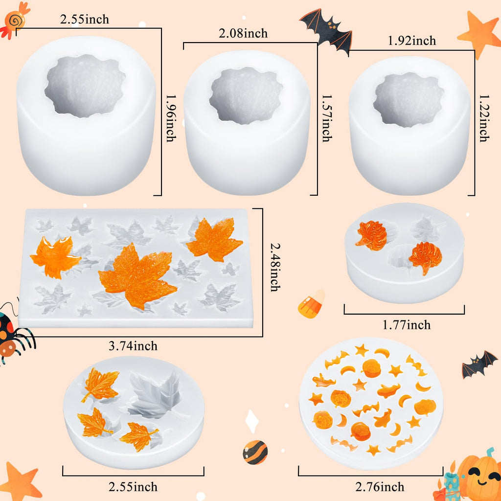 7 Pcs Pumpkin Candle Molds, Halloween Silicone Mold