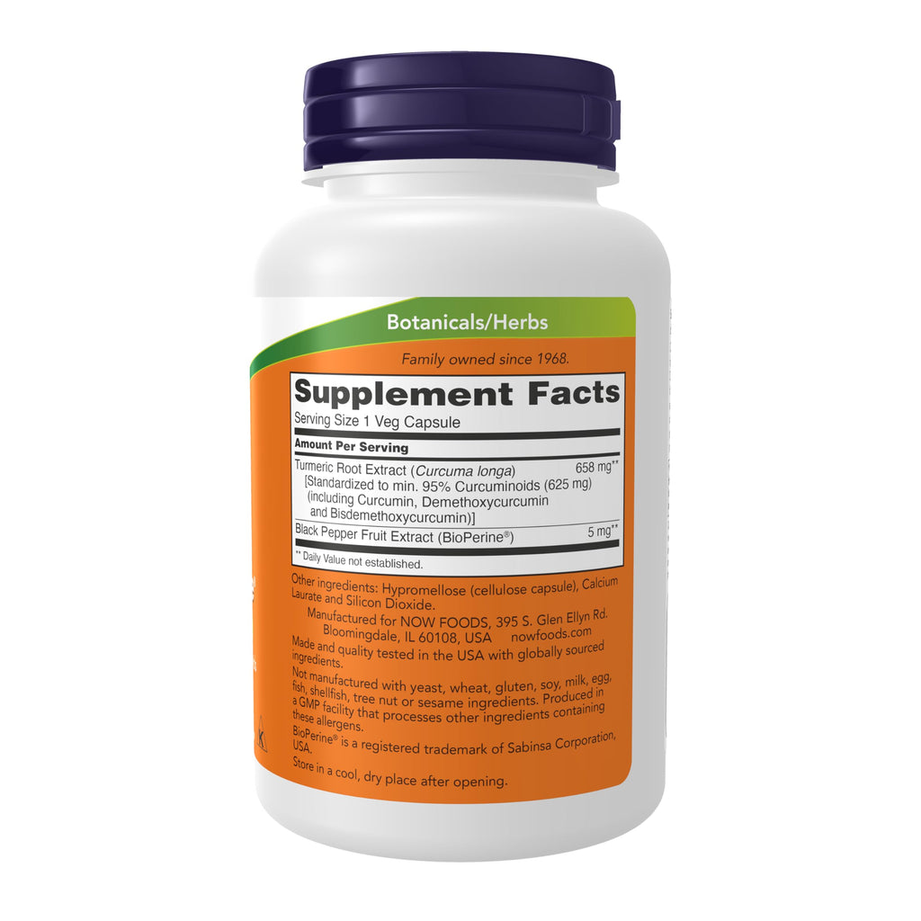 Now Supplements,Turmeric Curcumin with BioPerine,Immune System Support,Standardized to 95% Curcuminoids,Enhanced Absorption*,90 Veg Capsules,(Pack of 2)