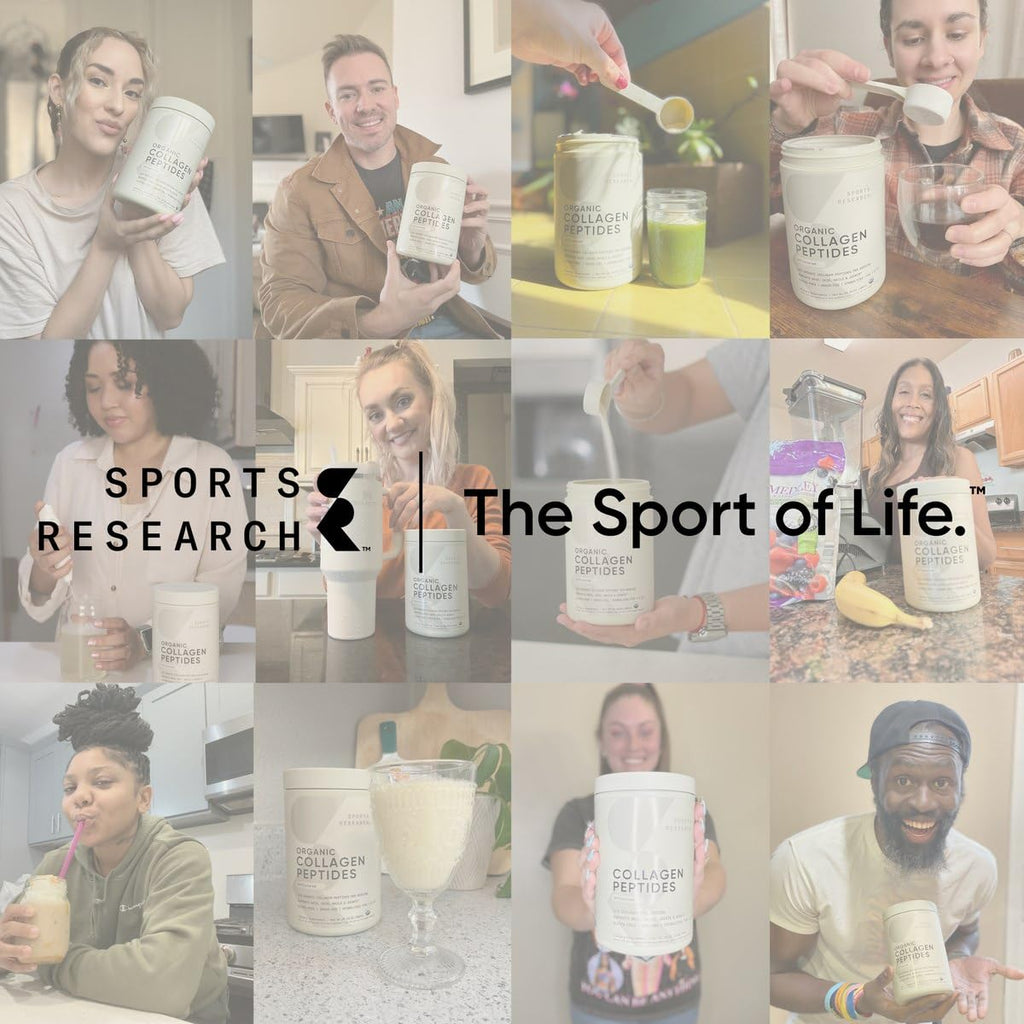 Sports Research® Multi Collagen Protein Powder, Chocolate - 30 Servings | 10g Grass-Fed Type I, II, III, V, X Collagen per Scoop w/Hyaluronic Acid & Vit. C | Hair, Skin & Joint Support | Easy to Mix