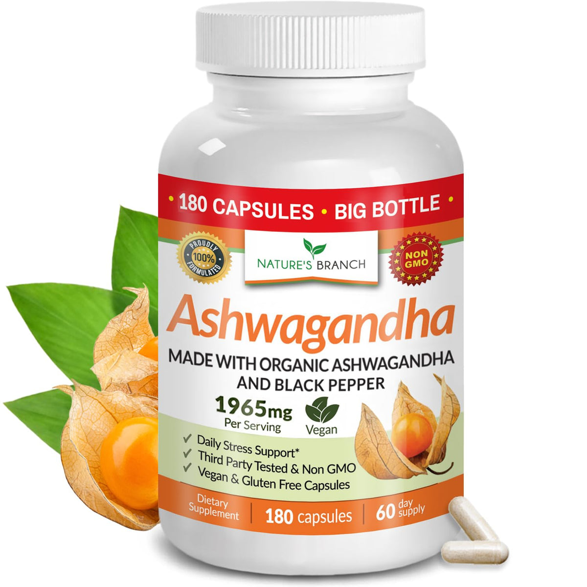 UDAF Certified Organic Ashwagandha with Black Pepper For Stress & Sleep
