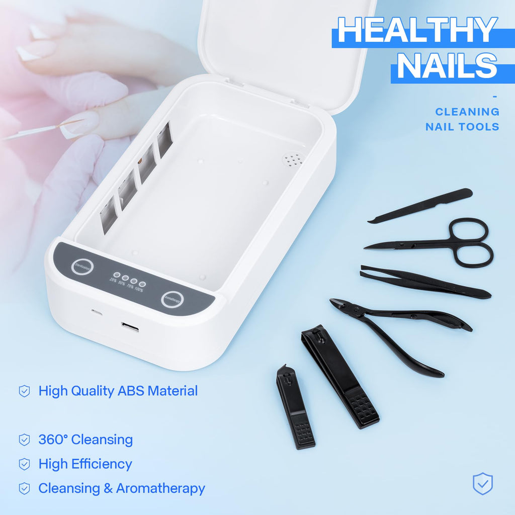 Nail Tool Cleaner with Blue Light,Portable USB Cleaner For Nail Tools ﻿