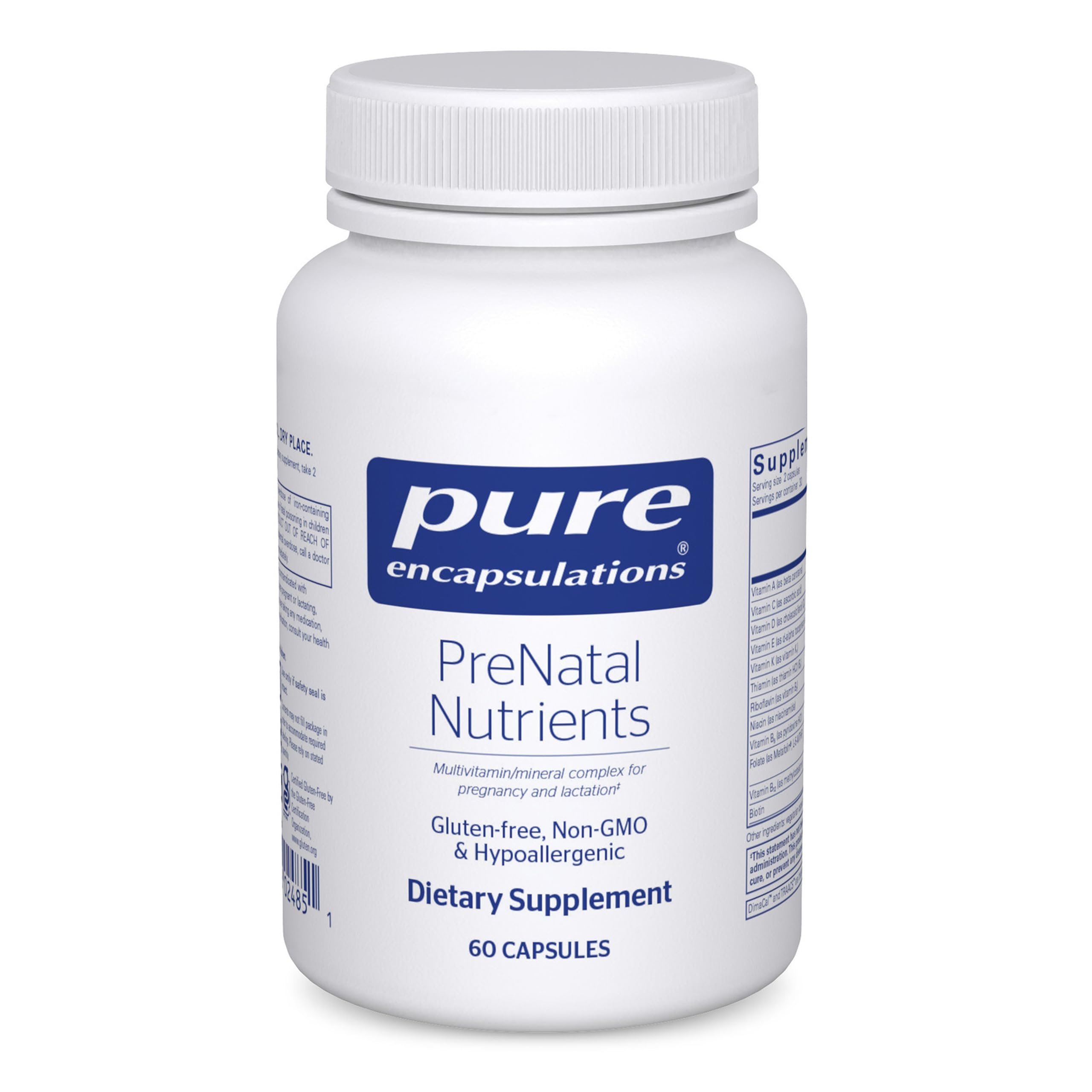 Pure Encapsulations PreNatal Nutrients, 120 Capsules | For Pregnancy and Lactation, Aids Energy and DNA Development*, with Folate, Choline and Iron, Gluten-Free and Non-GMO