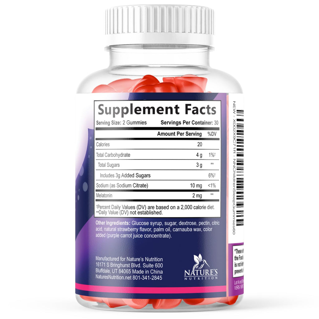 Kids Melatonin Gummies - 2mg Melatonin Per Serving - Children's Melatonin Gummy for Restful Sleep - Children's Chewable Sleep Supplement, Non-Habit Forming - Vegan, Natural Berry Flavor - 60 Gummies