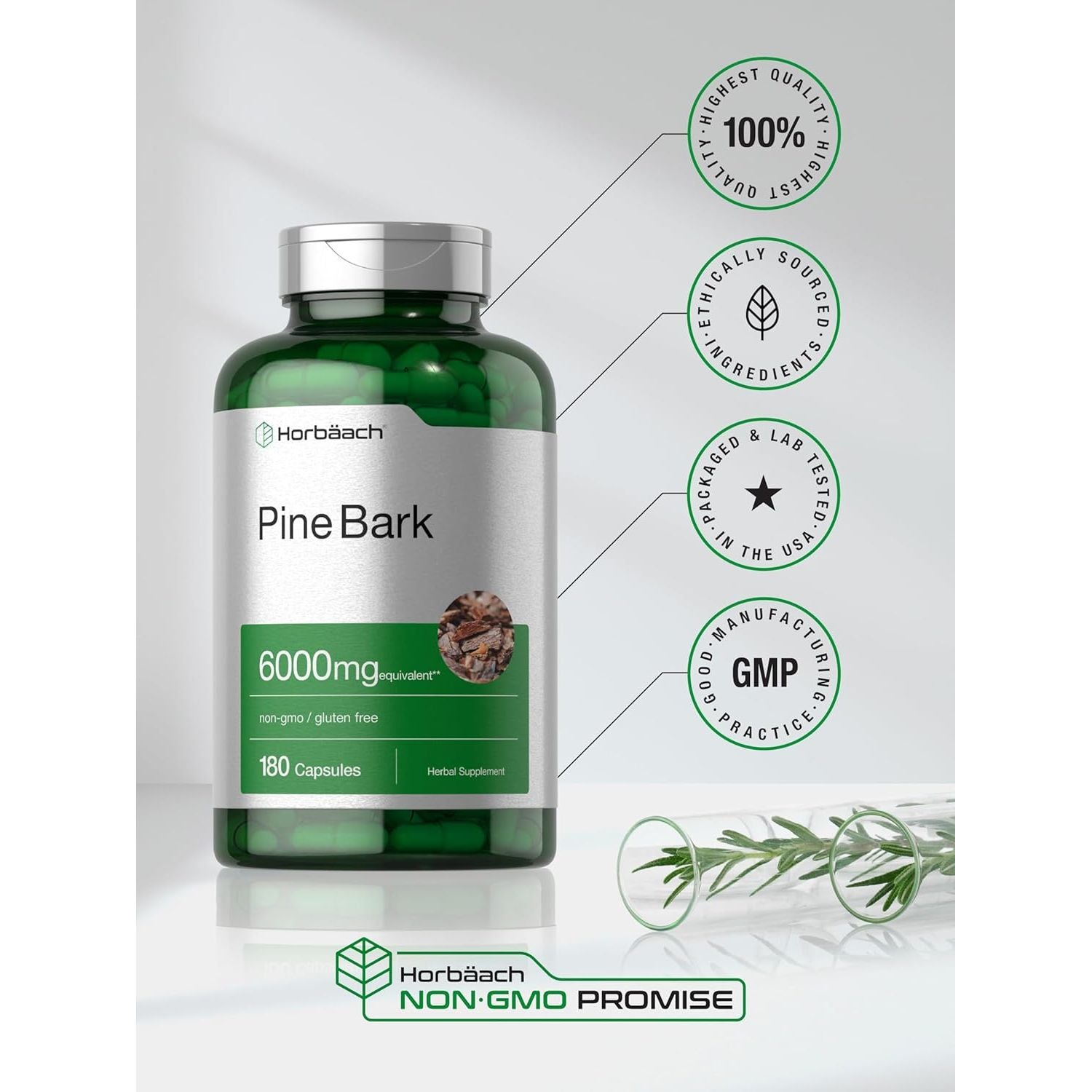 Buy now HorbÃ¤ach Pine Bark Extract | 6000 mg | 180 Capsules | Standardized to Contain 75% Proanthocyanidins | Non-GMO, Gluten Free Supplement | High Potency at indiglob india