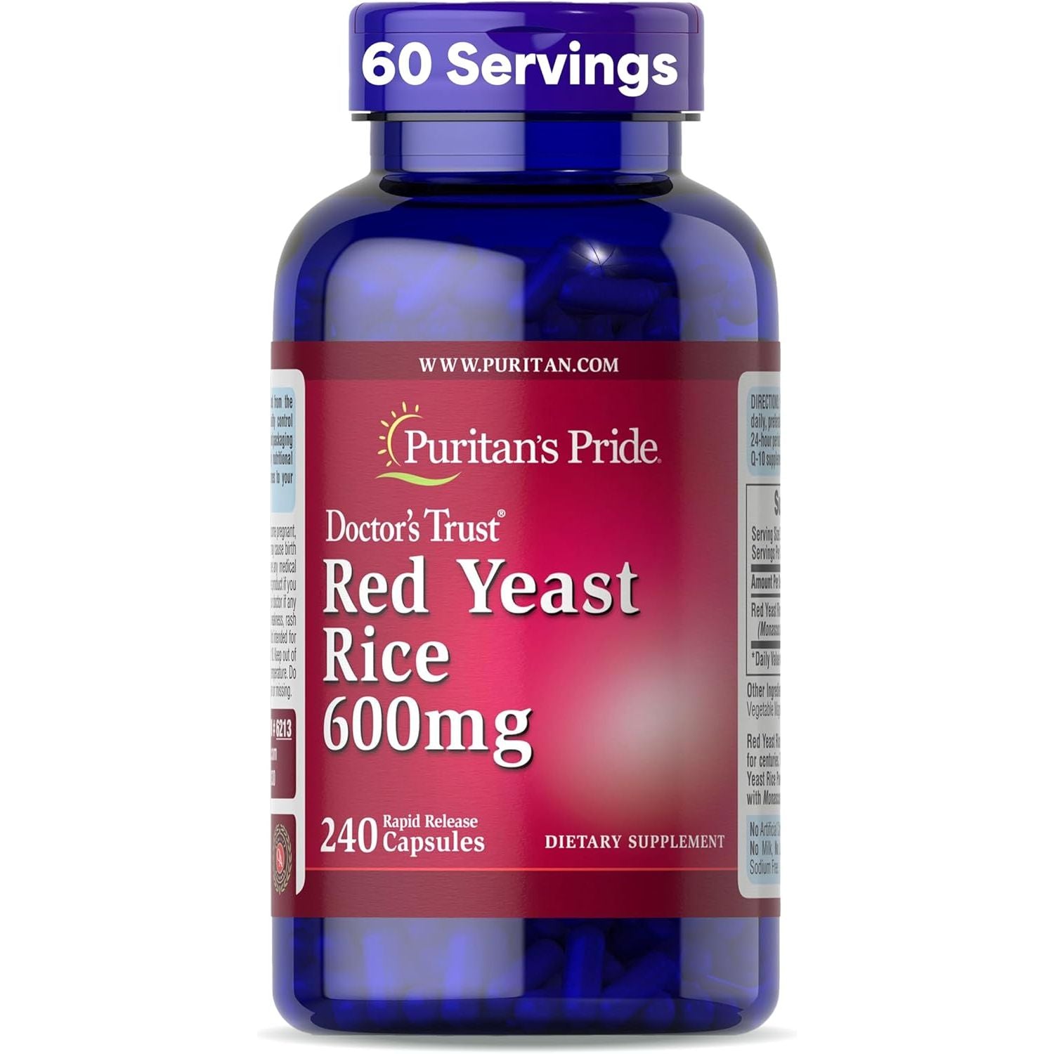 Buy now Puritan's Pride Doctors TrustÂ® Red Yeast Rice 600mg, Dietary Supplement, 240 Rapid Release Capsules 240 Count (Pack of 1) at indiglob india