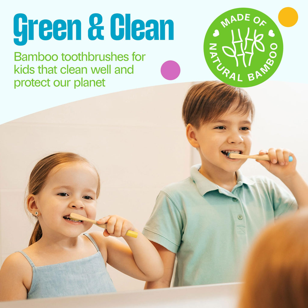 VIVAGO Kids Toothbrush - Kids Bamboo Toothbrushes with Soft Bristles 6 Pack