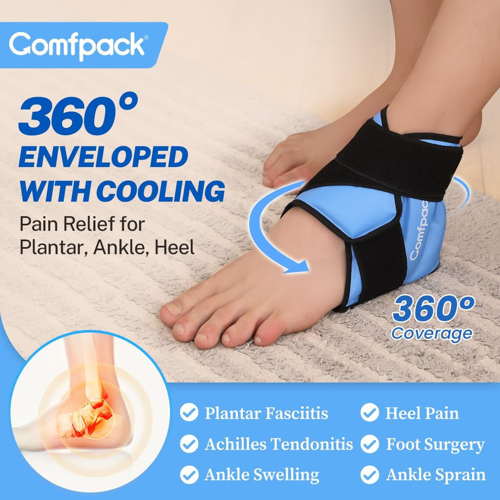 Buy now Heel Ice Pack Wrap for Plantar Fasciitis Relief, Ankle Ice Pack Wrap for Swelling, FSA Eligible, Reusable Gel Cold Pack for Foot Pain Relief, Achilles Tendonitis, Ankle Sprain, Heel Pain at indiglob india