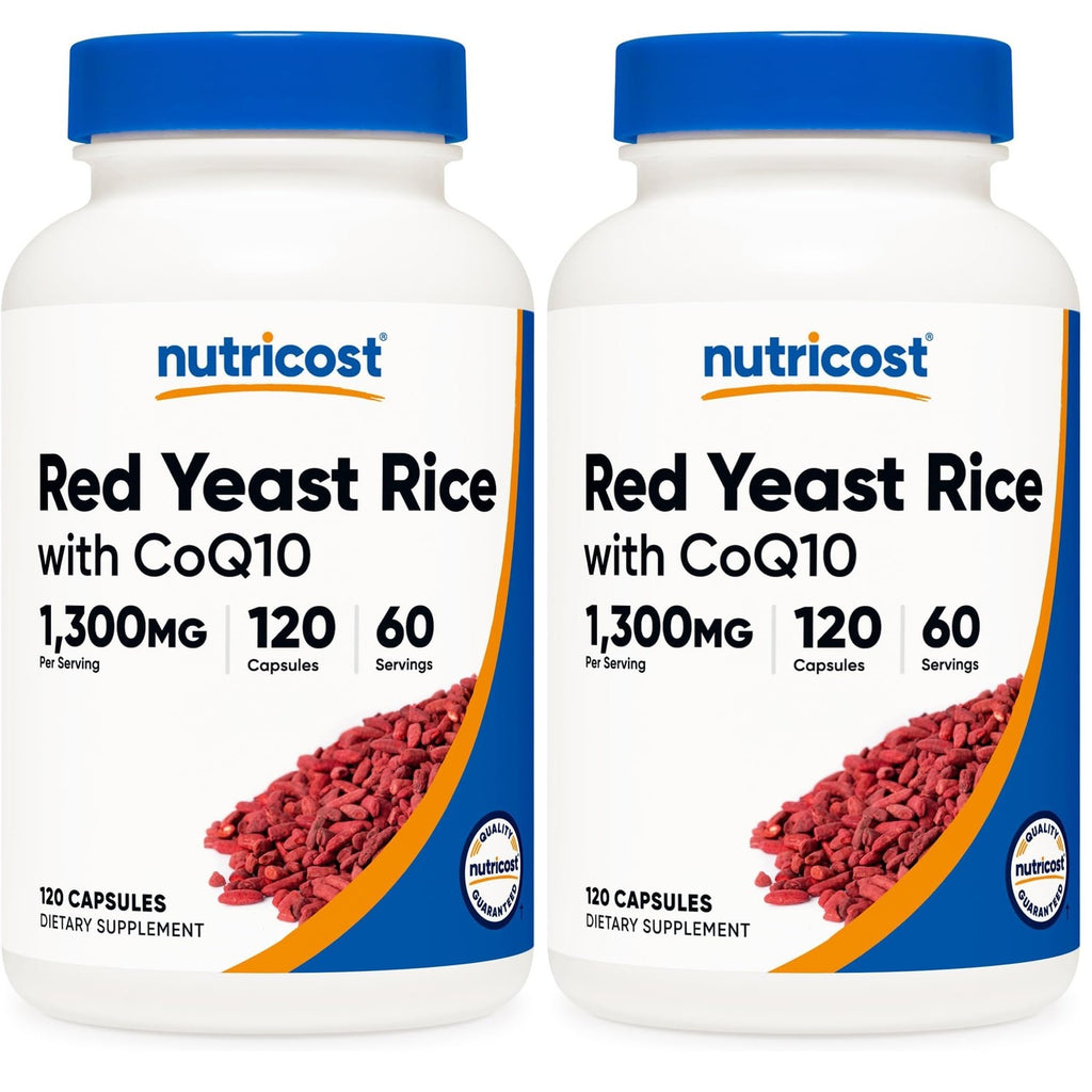 Nutricost Red Yeast Rice with CoQ10 1300mg, 120 Capsules, 60 Servings | GMO-Free, Gluten Free