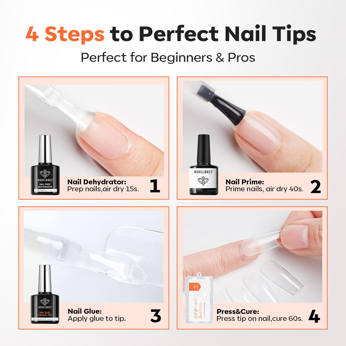 modelones 10-in-One X Nail Gel Glue with Nail Dehydrator Primer Set