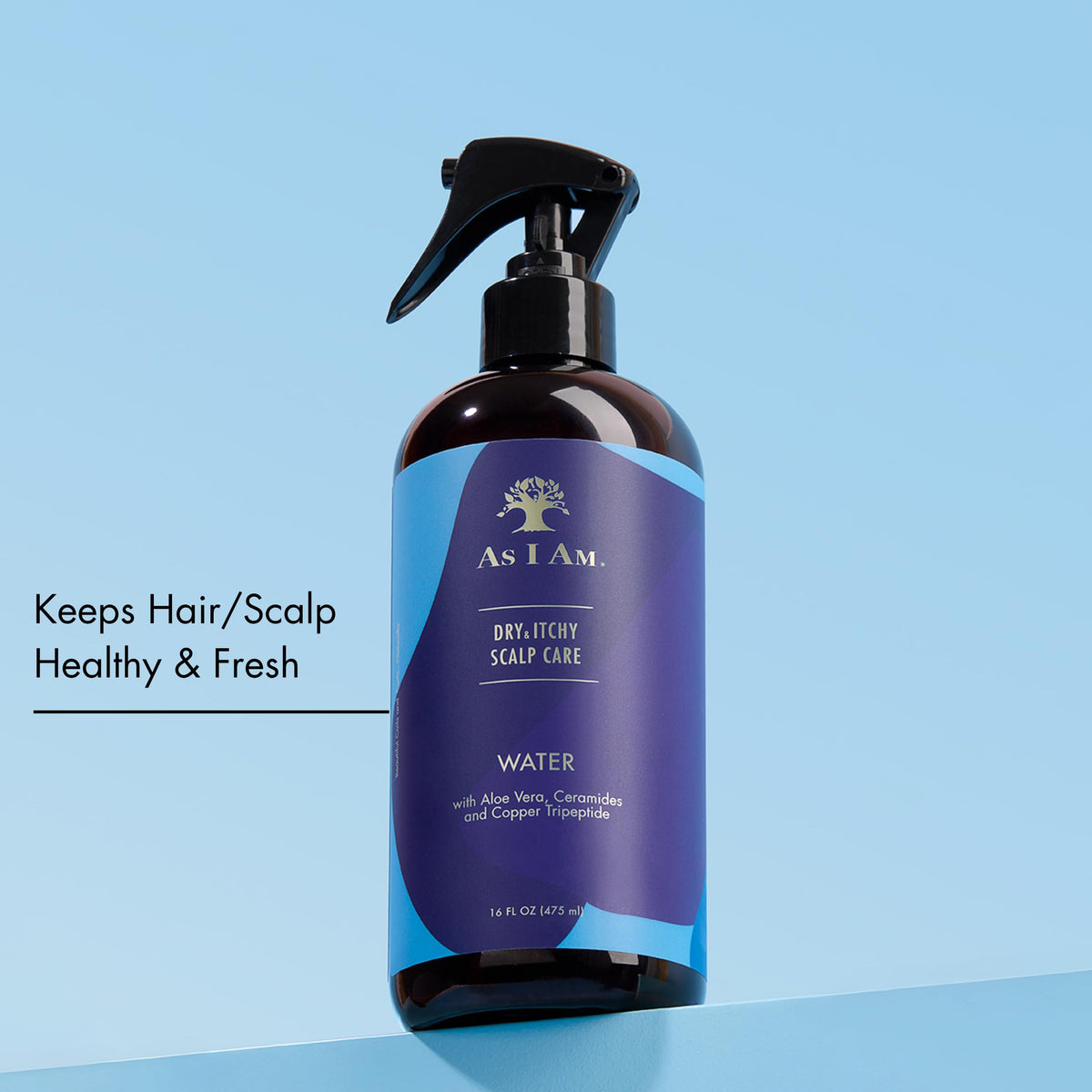 As I Am Dry & Itchy Water 16 fl oz - with Aloe Vera, Ceramides and Copper Tripeptide - Refreshes, hydrates, and calms dry and itchy scalp