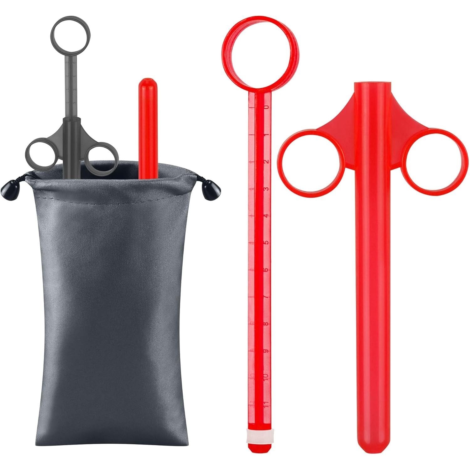 Buy now [2Pack+Storage Bag] Lube Applicator Syringe with 10ml Precise Scales, 6.5" Anal Lube Shooter with Air-Proof Silicone Cap Reusable Lubricant Tube Applicator for Women, Men & Couples, Black Black Red at indiglob india