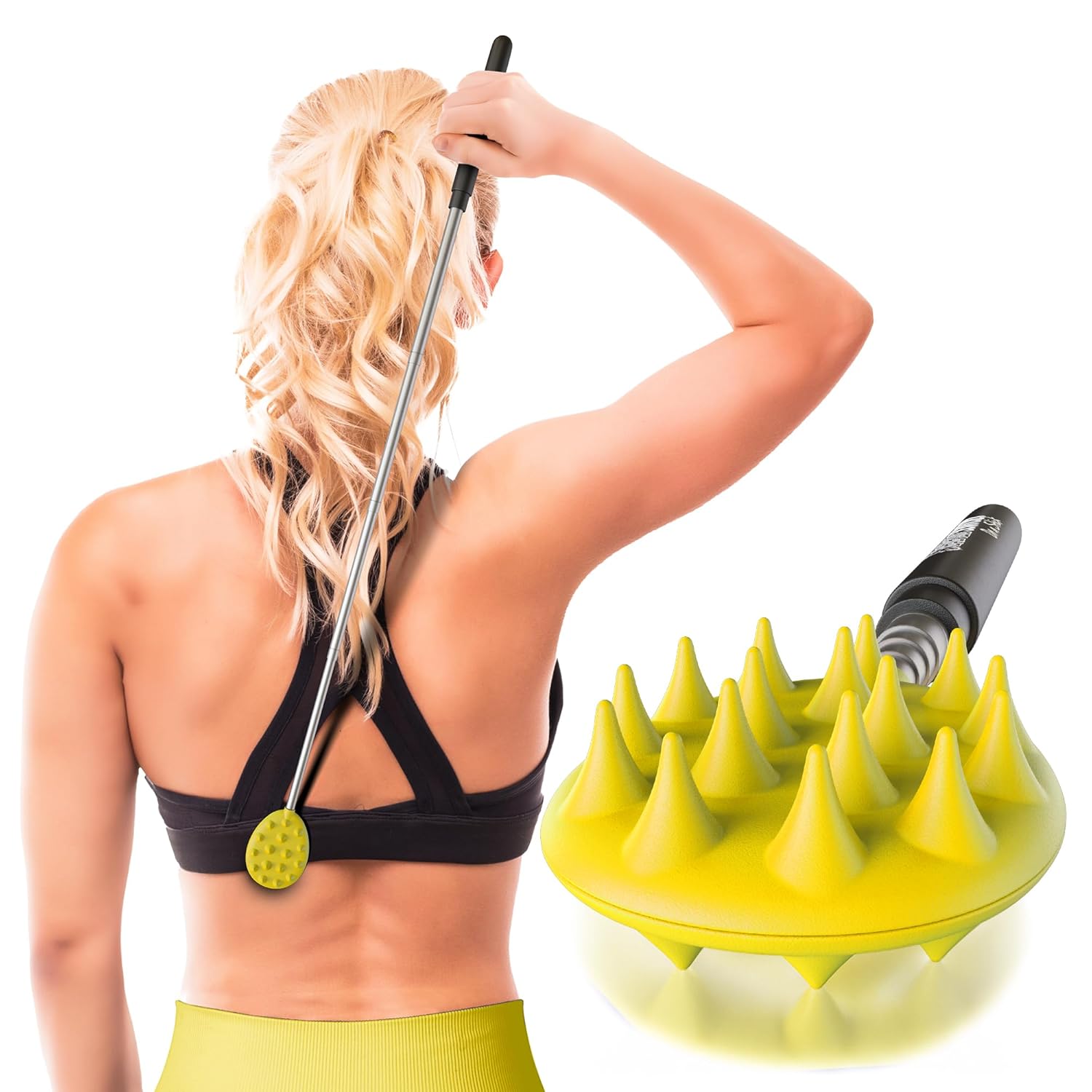 Buy now Cactus Scratcher Extendable Telescopic Back Scratcher - Extends 29" Long Double Sided Retractable Scratching Tool for Hand, Neck, Head, and Body - Universal Gift for Family, Pets, and Friends, Black Extendable Original Stick Yellow at indiglob india