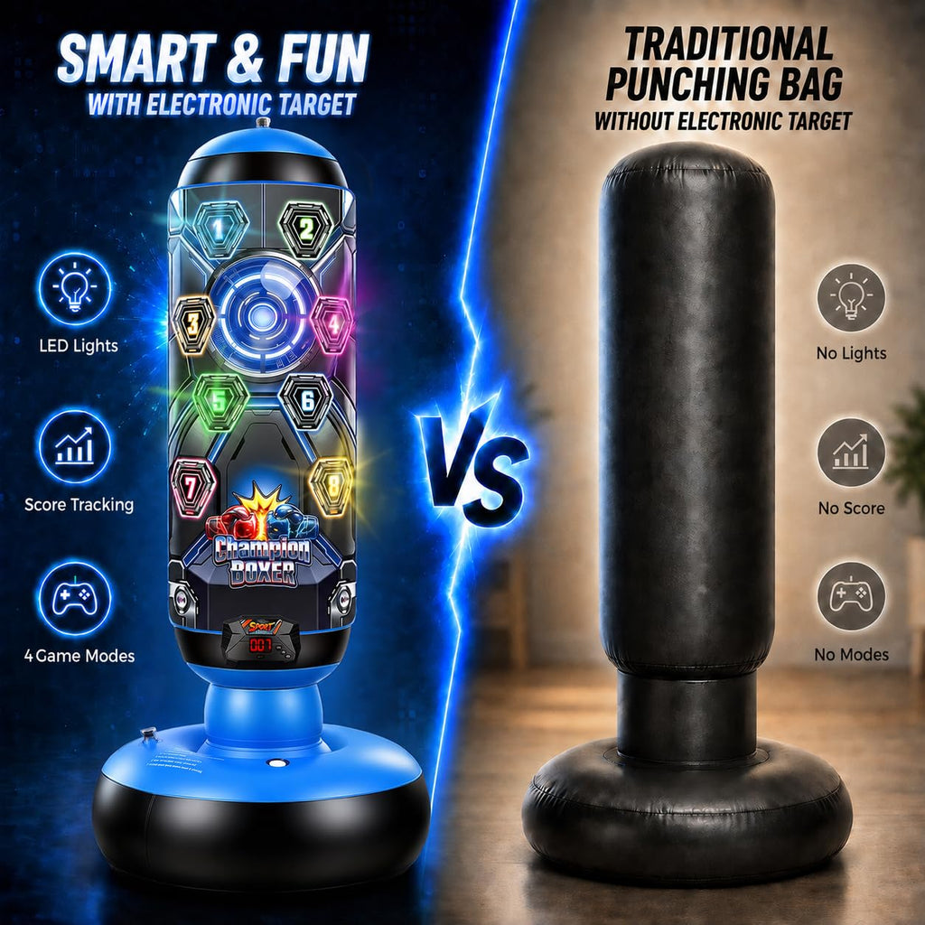 Punching Bag for Kids, Cyberpunk Boxing Set with LED Scoring