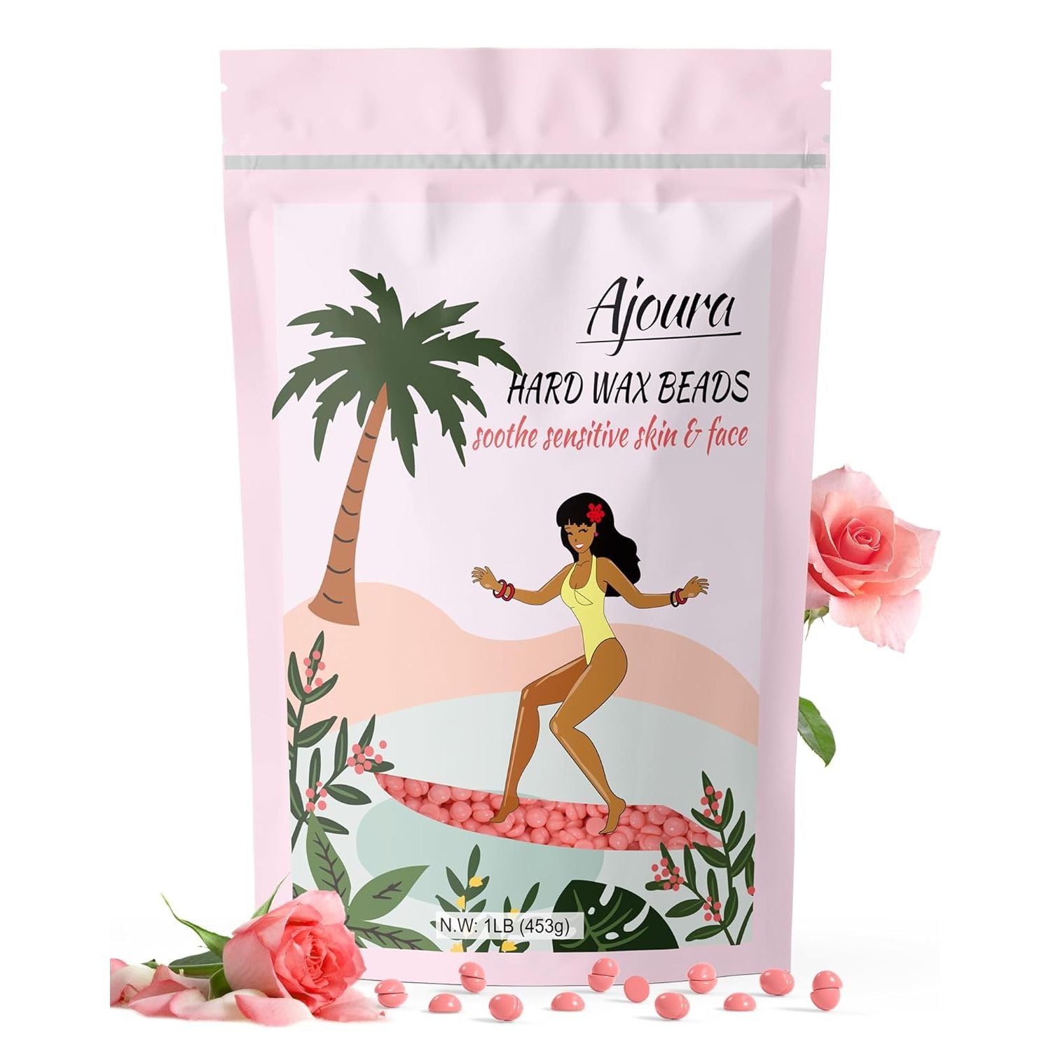 Buy now Ajoura 1lb Refill Wax Beans for Hair Removal Kit, Brazilian Coarse Waxing for Bikini, Face, Eyebrow, Back, Chest, Legs, Armpit, At Home Waxing Beads for Women Men Pink Wax at indiglob india
