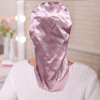 Buy now AWAYTR Long Satin Bonnet for Women - Double Layer Elastic Silk Bonnet for Braids Hair Sleeping Cap with Tie Band (Rose Gold) at indiglob india