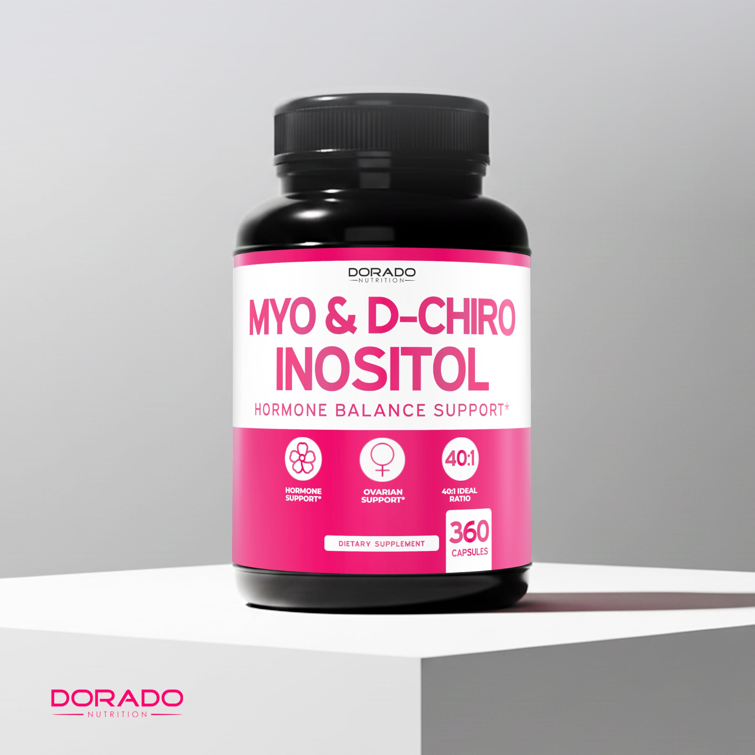 Myo-Inositol & D-Chiro Inositol Supplement For Women (360 Capsules, 2050mg Per Serving Ideal 40:1 Ratio Myo Inositol) Hormone Balance for Women - Third Party Tested, Vegan Safe & USA Made - 360 Count