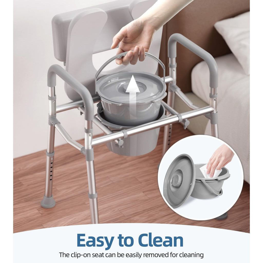 HOMLAND Bedside Commode Toilet, Padded Seat & Backrest, Enhanced Crossbar