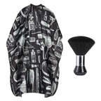 Professional Hair Cutting Cape with Neck Duster Brush, Large Size Salon Barber Cape for Men, Women and Kids(Black)