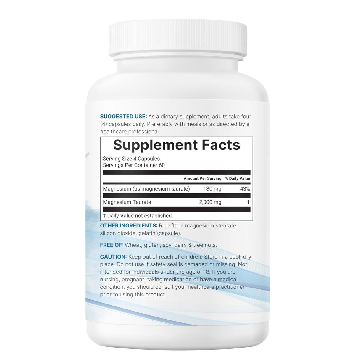 Magnesium Taurate 2,000mg, 240 Capsules | Highly Bioavailable Chelated Magnesium Supplement | Mineral Supplements for Men & Women | Non-GMO, Gluten Free