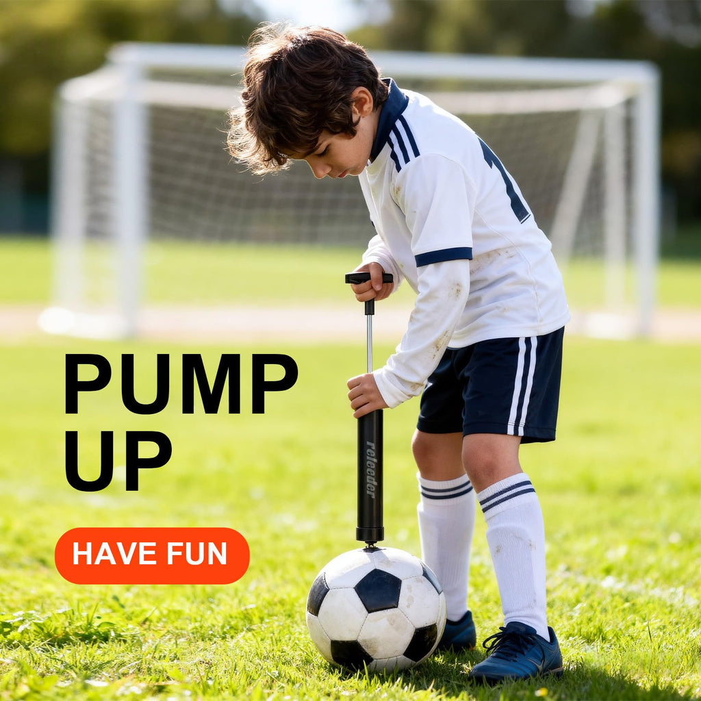 10 Inch Ball Pump Kit, Basketball Pump, Portable Air Pump with 5 Needles, 1 Nozzle & Extension Hose for Soccer Football Volleyball Water Polo Rugby Exercise Sports Ball