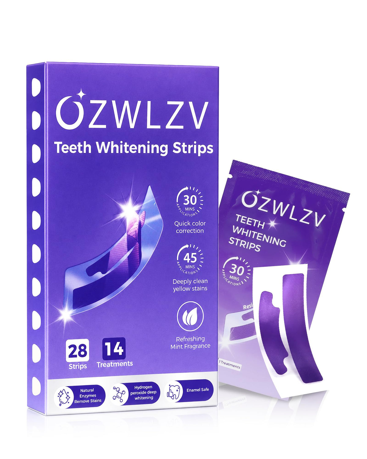 Teeth Whitening Strips, Purple Color-Correcting Technology, 14 Treatments
