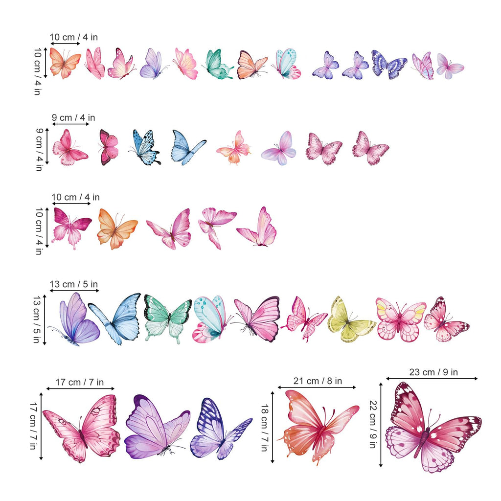 wondever Watercolor Butterfly Wall Decals Butterflies Girls Wall Stickers